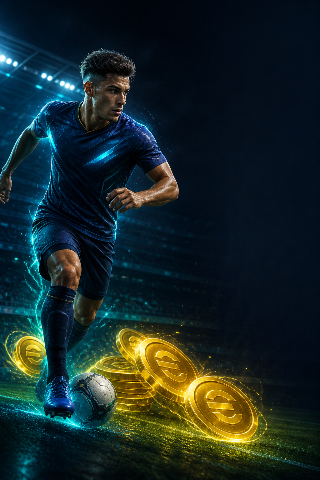 بازیکن فوتبال در استادیوم برای دسته سکه eFootball